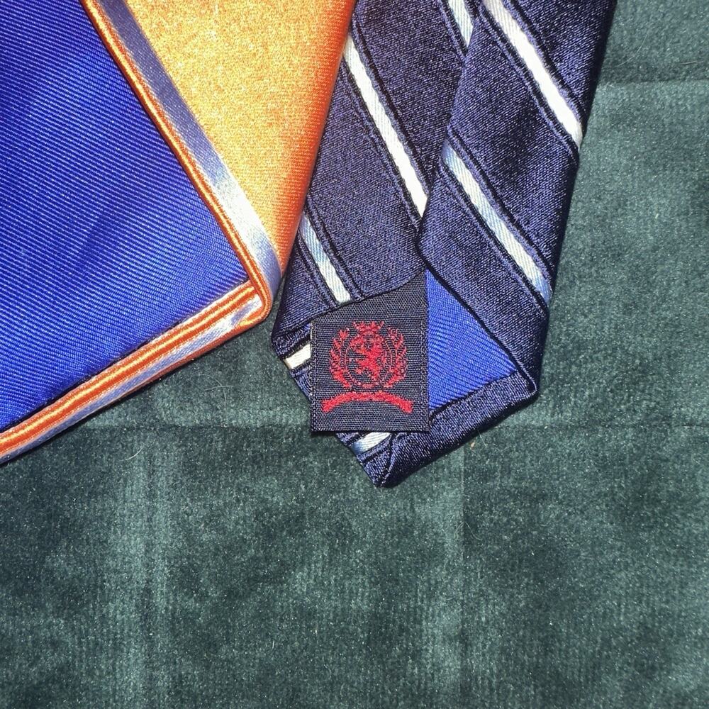 Tommy Hilfiger Orange And Blue Mens Dress Tie - Picture 4 of 5